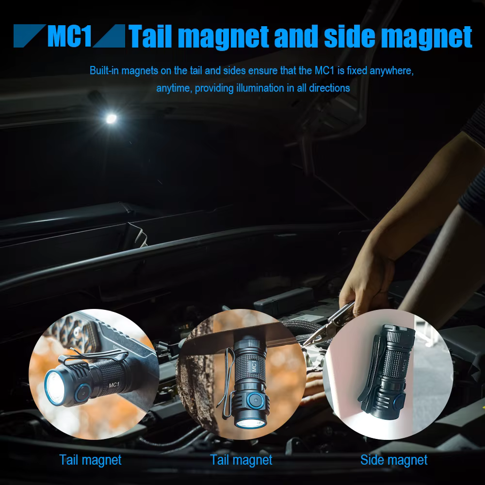 Trustfire MC1 lampe de poche Rechargeable Usb 1000Lumen EDC lampe à LED magnétique 2A charge rapide 