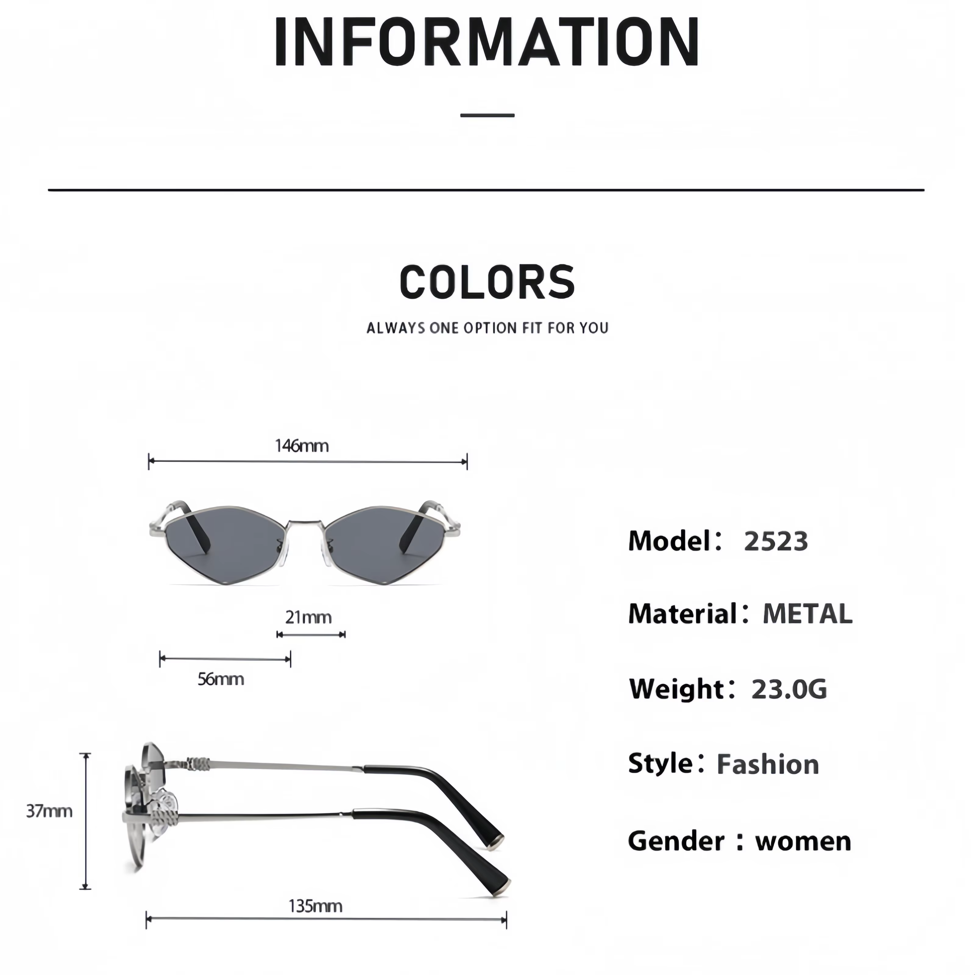 Lunettes de soleil en métal en forme de losange tendance pour femmes, polyvalentes pour la photograp