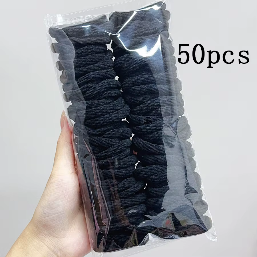 Lot de 50 élastiques à cheveux colorés sans couture pour femmes et filles, attaches pour queue de ch