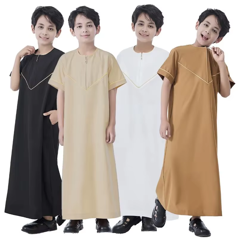 Robes musulmanes pour garçons, tenue saoudienne pour l'Aïd al-Fitr, vêtements de prière islamiques, 
