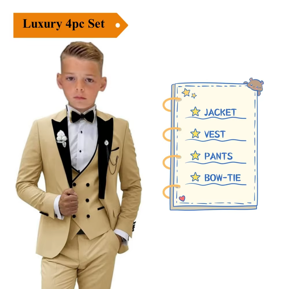 Ensemble de costumes pour enfants de 2 à 14 ans, 4 pièces, bouton unique, costumes formels, Blazer, 