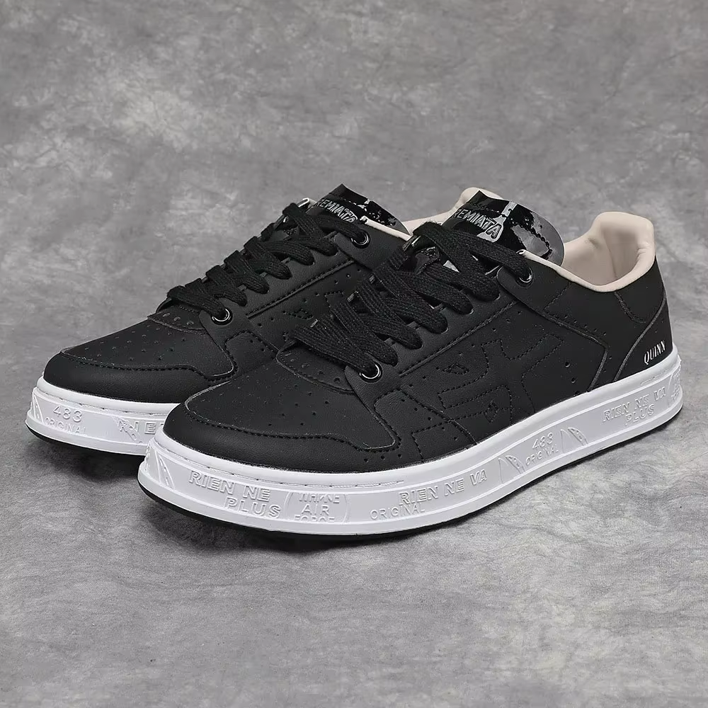 Chaussures d'été pour homme, en cuir véritable, à lacets, bout rond, respirantes, avec design patchw