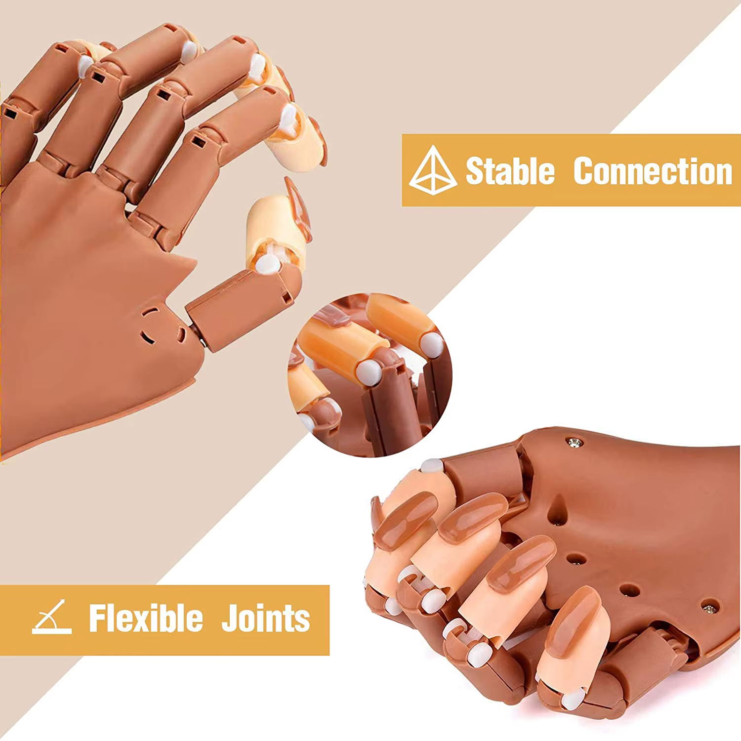 Main d'entraînement pour ongles en acrylique, réglable et Flexible, entraînement des mains, main de 