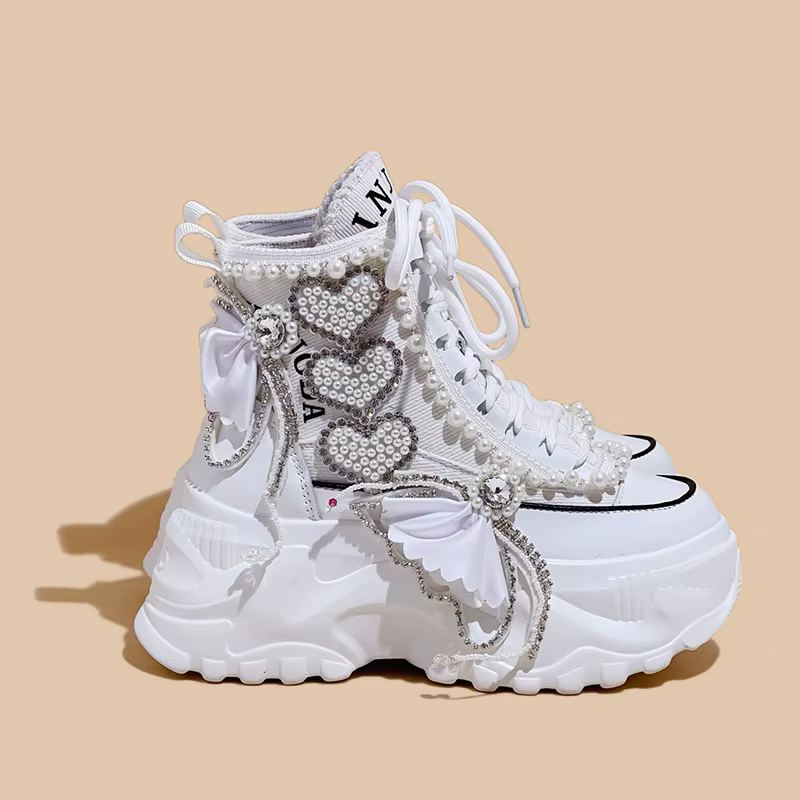 Mode chaussures pour femmes printemps décontracté semelle épaisse 8cm baskets de créateur filles à l