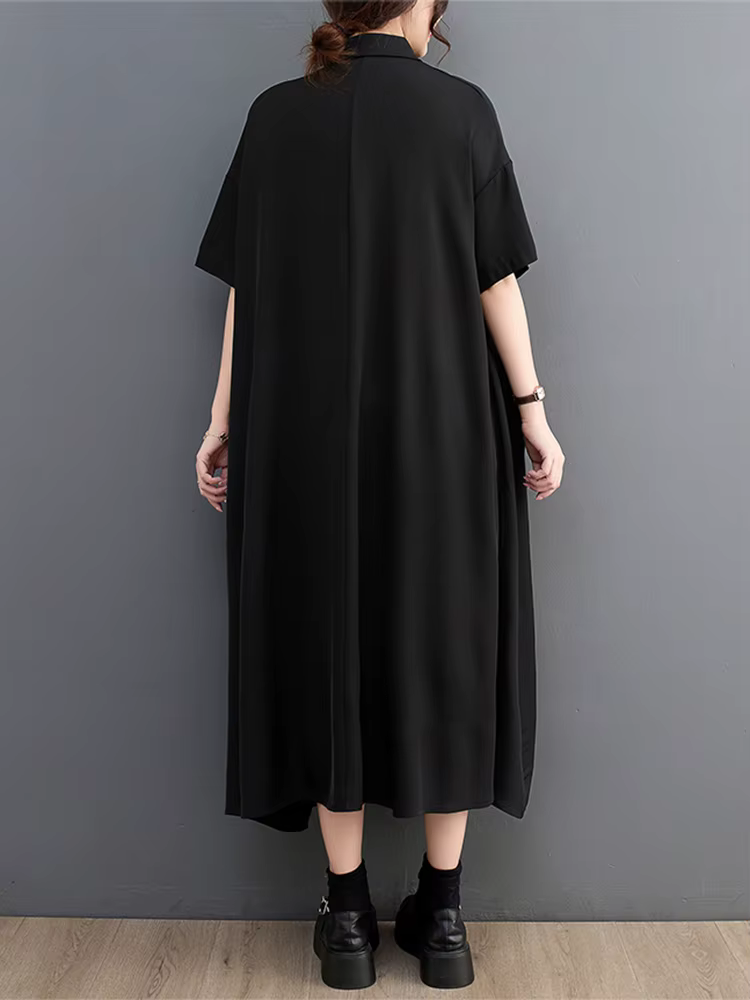 Robe Chemise Décontractée à Manches Courtes pour Femme, Vêtement Élégant et Vintage, à la Mode, Nouv