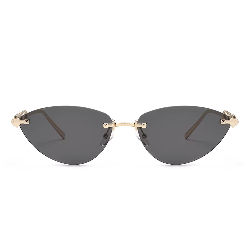 Lunettes de protection sans bords œil de chat Rivet lunettes de soleil femmes marque de luxe ovale d