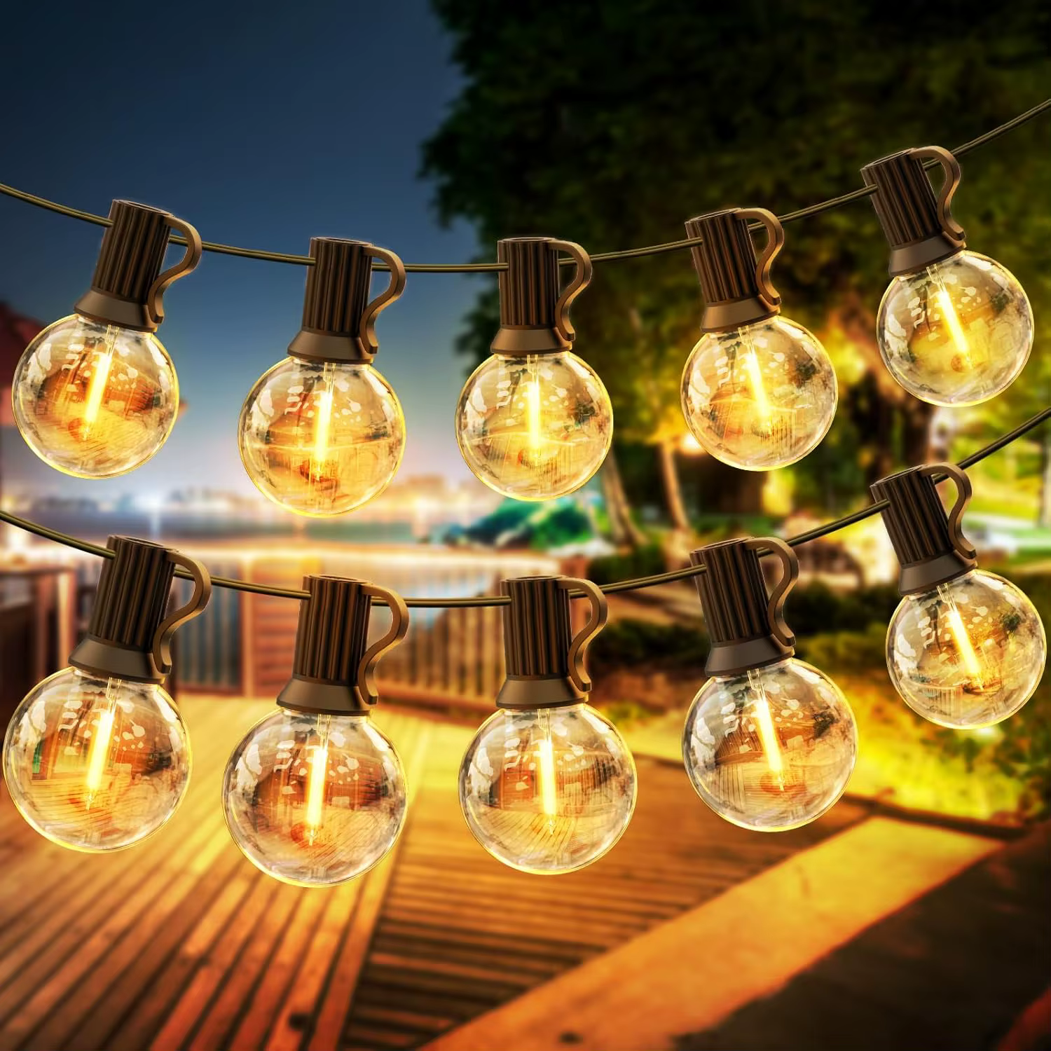 Guirlande lumineuse Globe LED G40 30M/15M/9M, avec prise ue, ampoules étanches en plastique brillant