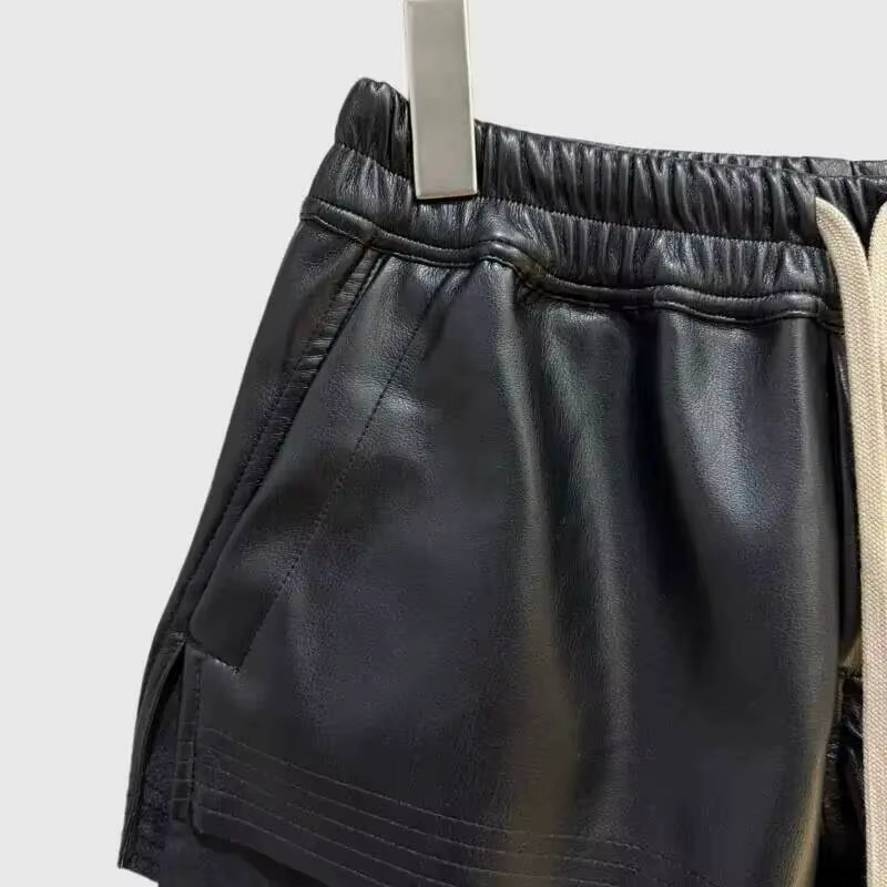 HKSH été nouvelles femmes Style foncé Shorts en cuir PU cordon taille élastique mode Punk Streetwear
