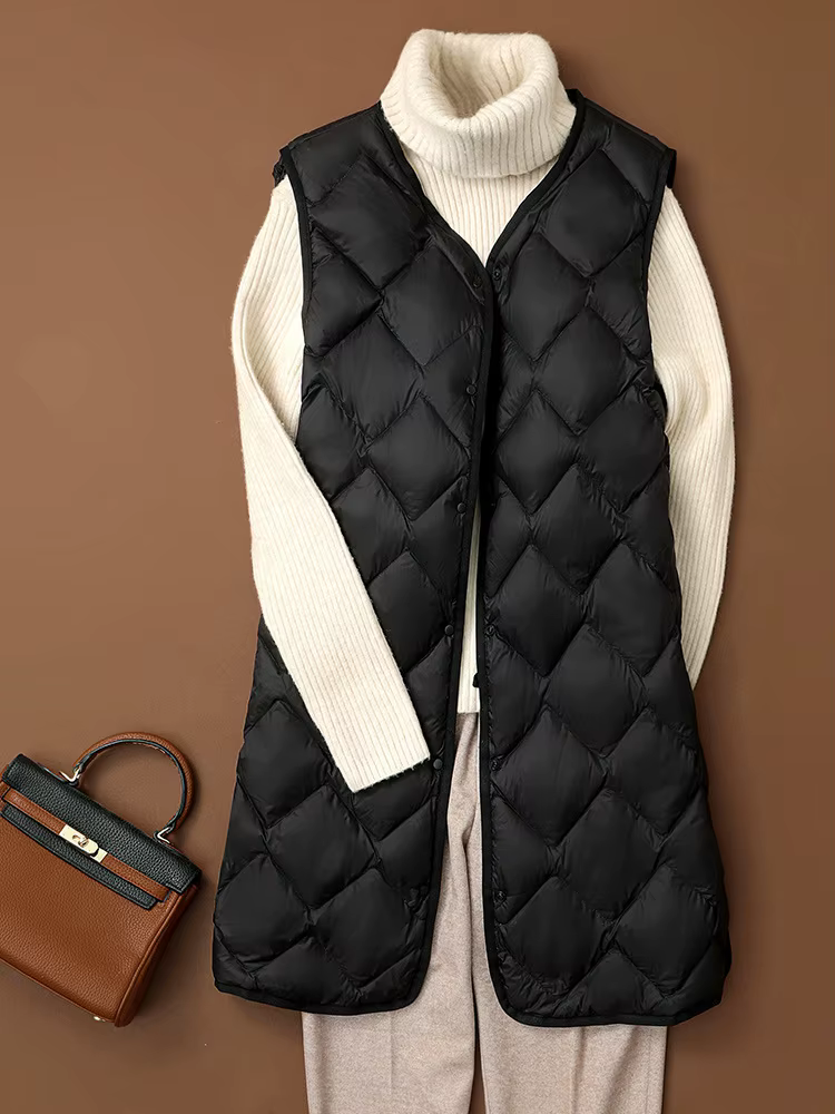 NewBang-Gilet Long Ultra observateur en Duvet de Canard pour Femme, Manteau Chaud à Col Rond, Diaman