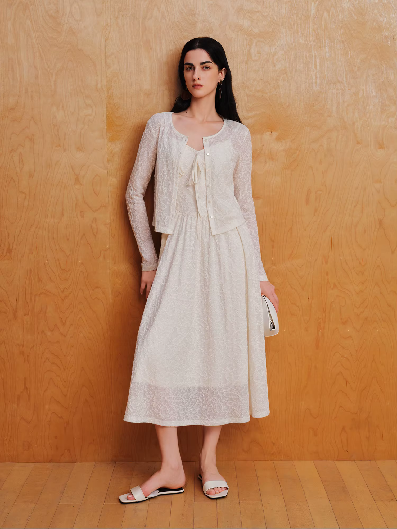 Ensemble élégant robe à bretelles et chemise en dentelle ZIQIAO pour femme – Nouvelle collection été