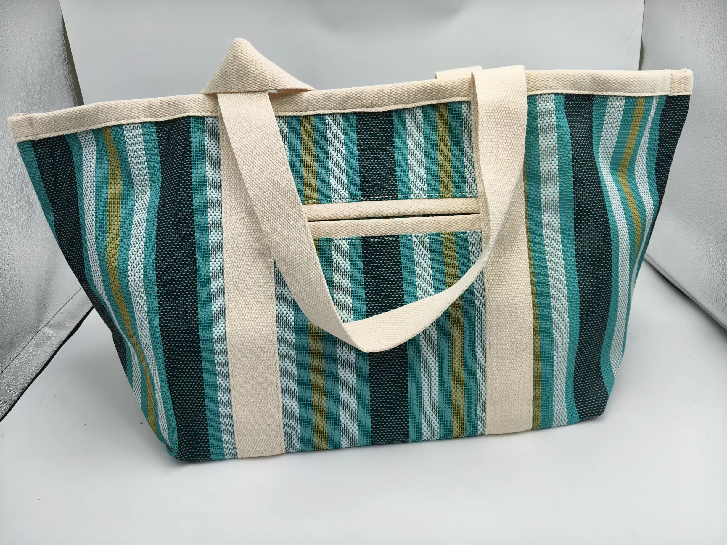 Sac à bandoulière rayé de couleur de haute qualité, grande capacité, sac de rangement, sac de shoppi