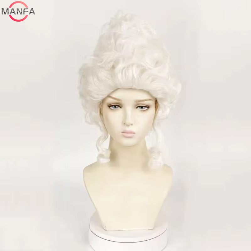 Perruques de Cosplay Marie Antoinette, perruque de princesse synthétique bouclée moyenne résistante 