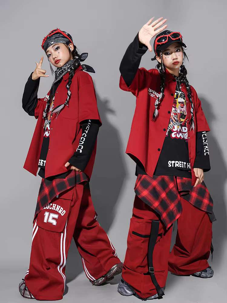 Sweat-shirt à la mode Hip Hop pour garçons, pantalon cargo pour danse de rue, haut K-pop pour filles