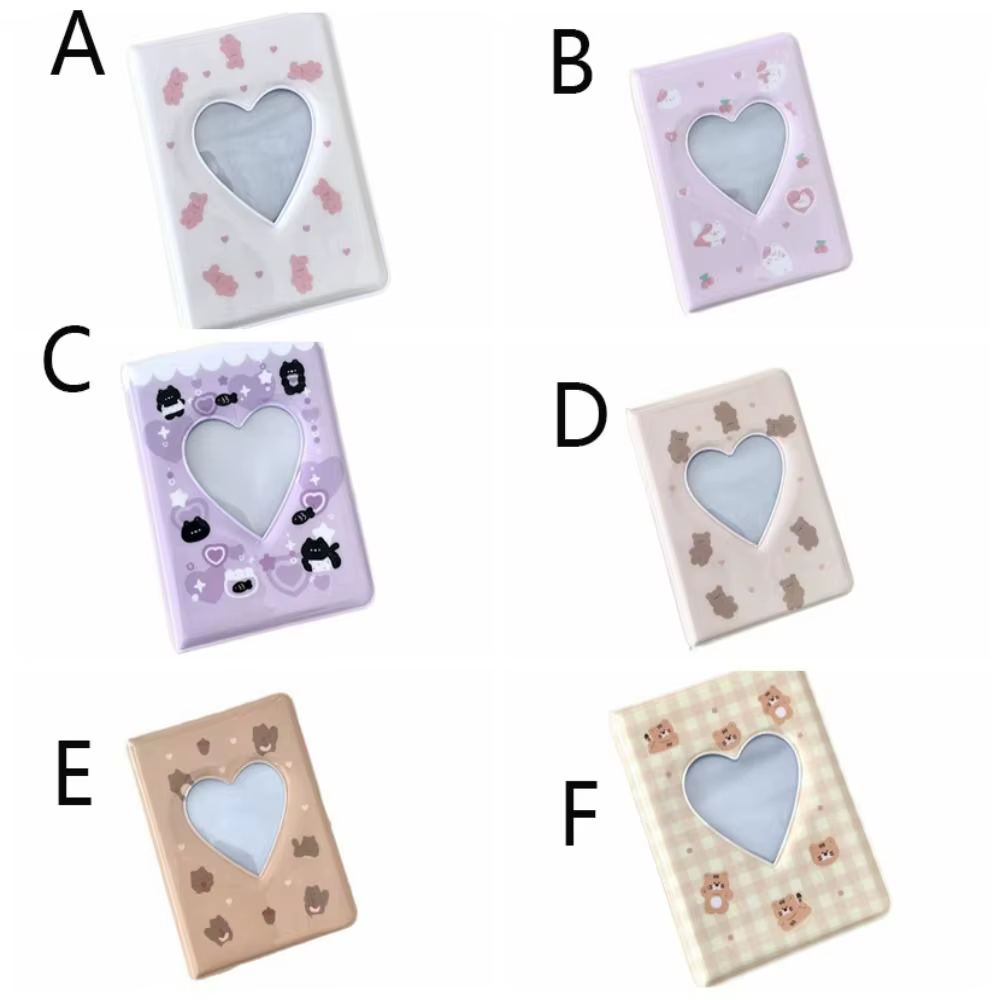 Album Photo ours mignon 3 pouces, mallette de rangement d'images creuses en forme de cœur d'amour, c