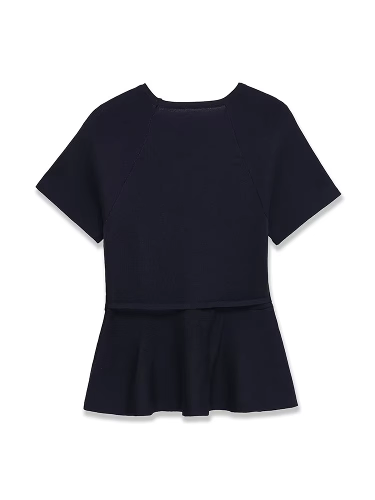 TFAFXY tricoté femmes ensembles 2026 printemps automne à manches courtes col rond mince haut court p