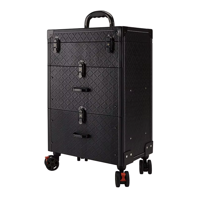 Trousse de tatouage professionnelle avec roulettes à frein pivotant, grande capacité, organiseur de 