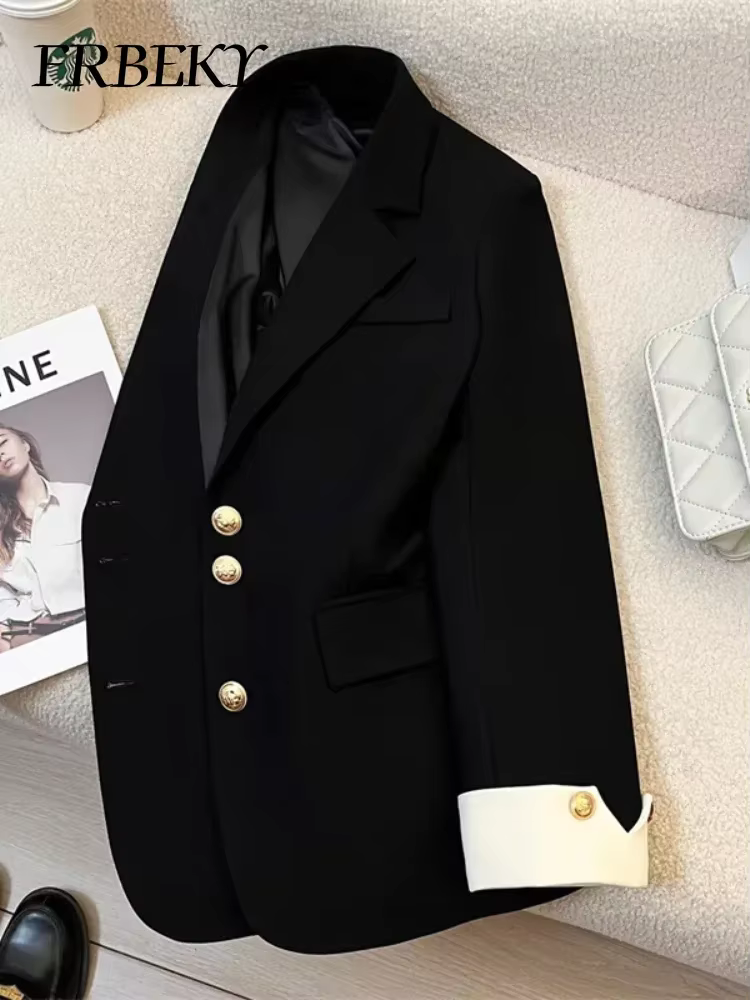 Blazer femme mode coréenne printemps automne nouvelle couleur unie costume veste loisirs tempérament