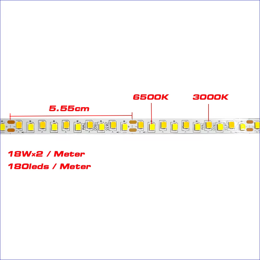 Bande Lumineuse LED à Courant Constant, 2 Johonneur à Souder, 5 Mètres, 2835-7mm-180D 5B9CX2 2835, 1