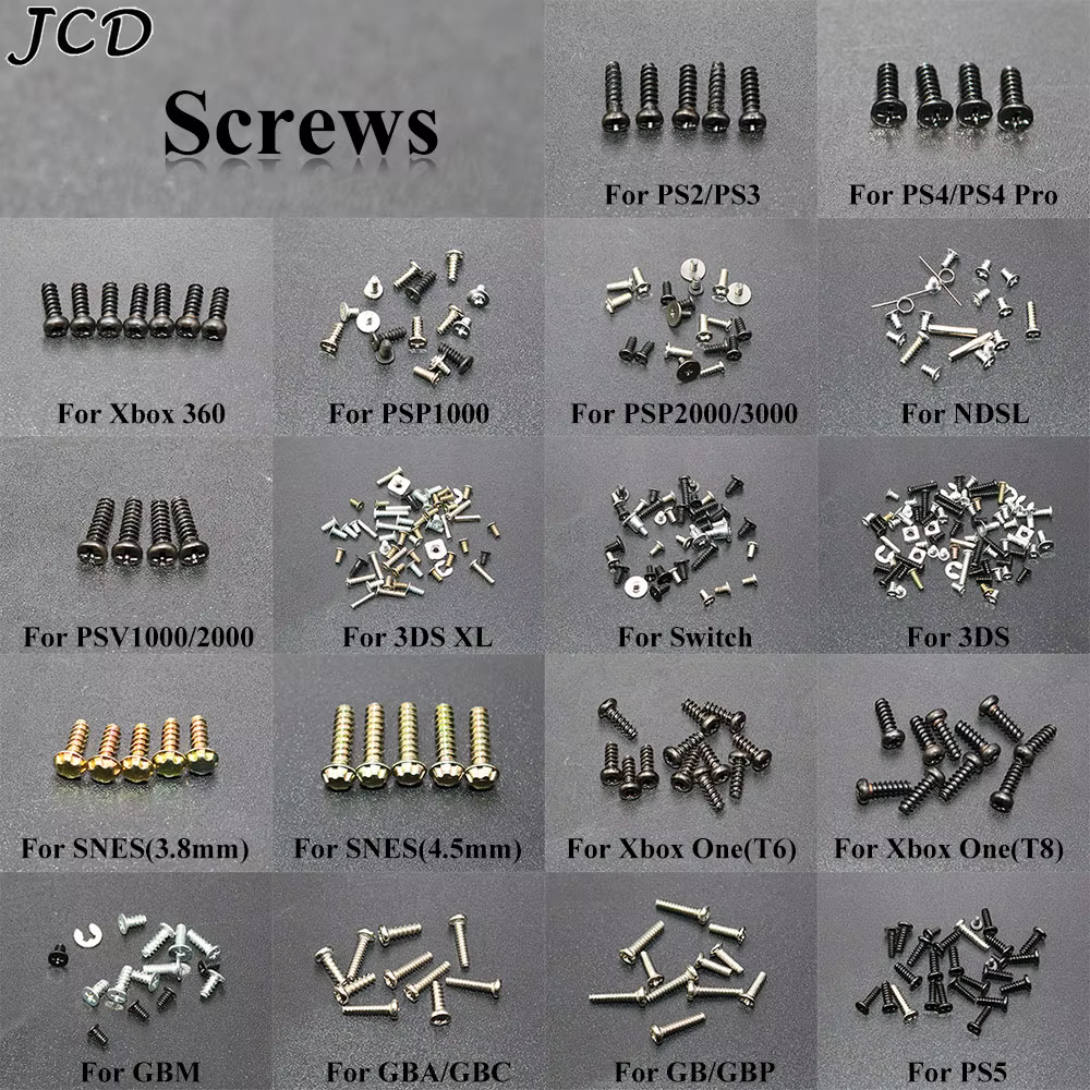 JCD vis de remplacement pour PS2 PS3 PS4 Pro PS5 XBOX 360 XBOX ONE PSP1000 2000 3000 3DS XL SNES NDS