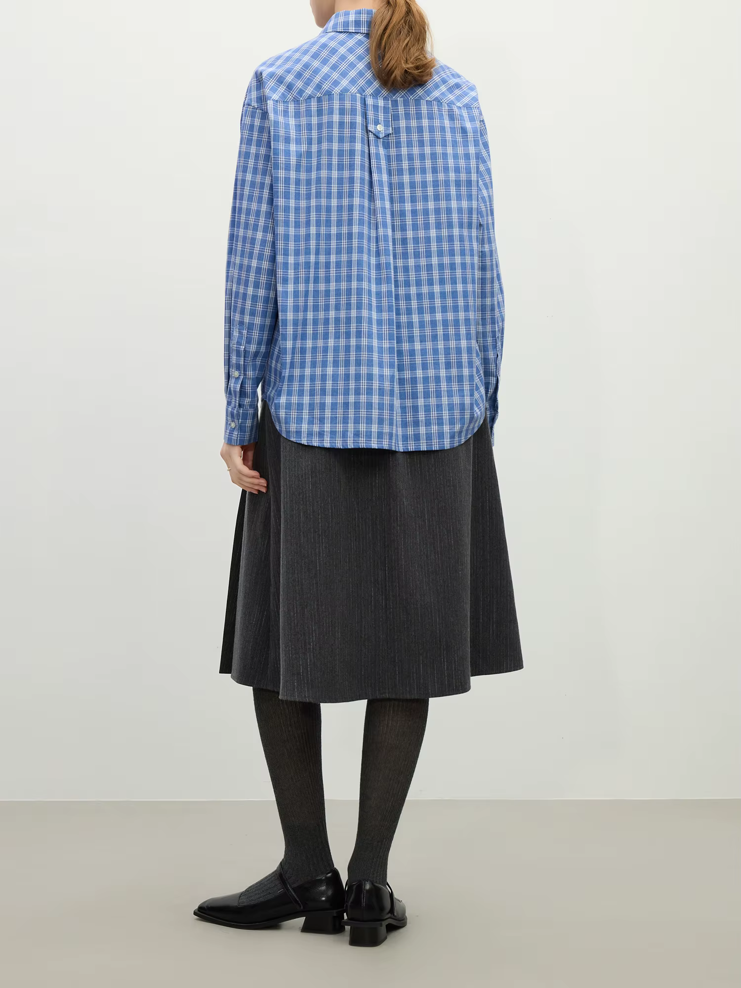 FSLE-Chemise à carreaux bleue à manches longues pour femme, nouveau design, style coréen, streetwear