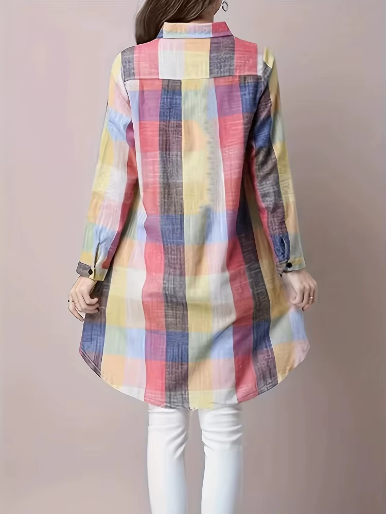 Chemisiers pour femmes grande taille 2025 nouvelle chemise ample à carreaux à rayures Vintage léger