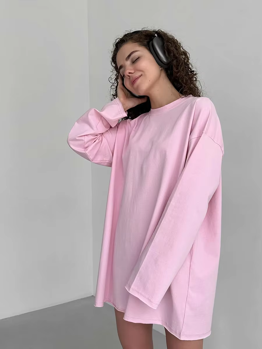 Wolfeel-T-shirt à manches longues pour femme, 100% coton, basique, à la mode, uni, printemps, été