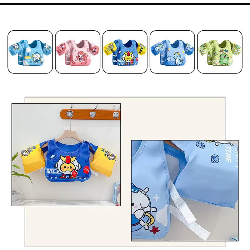 Bébé flotteur dessin animé bras manches maillot de bain mousse sécurité réglable gilet de sauvetage 