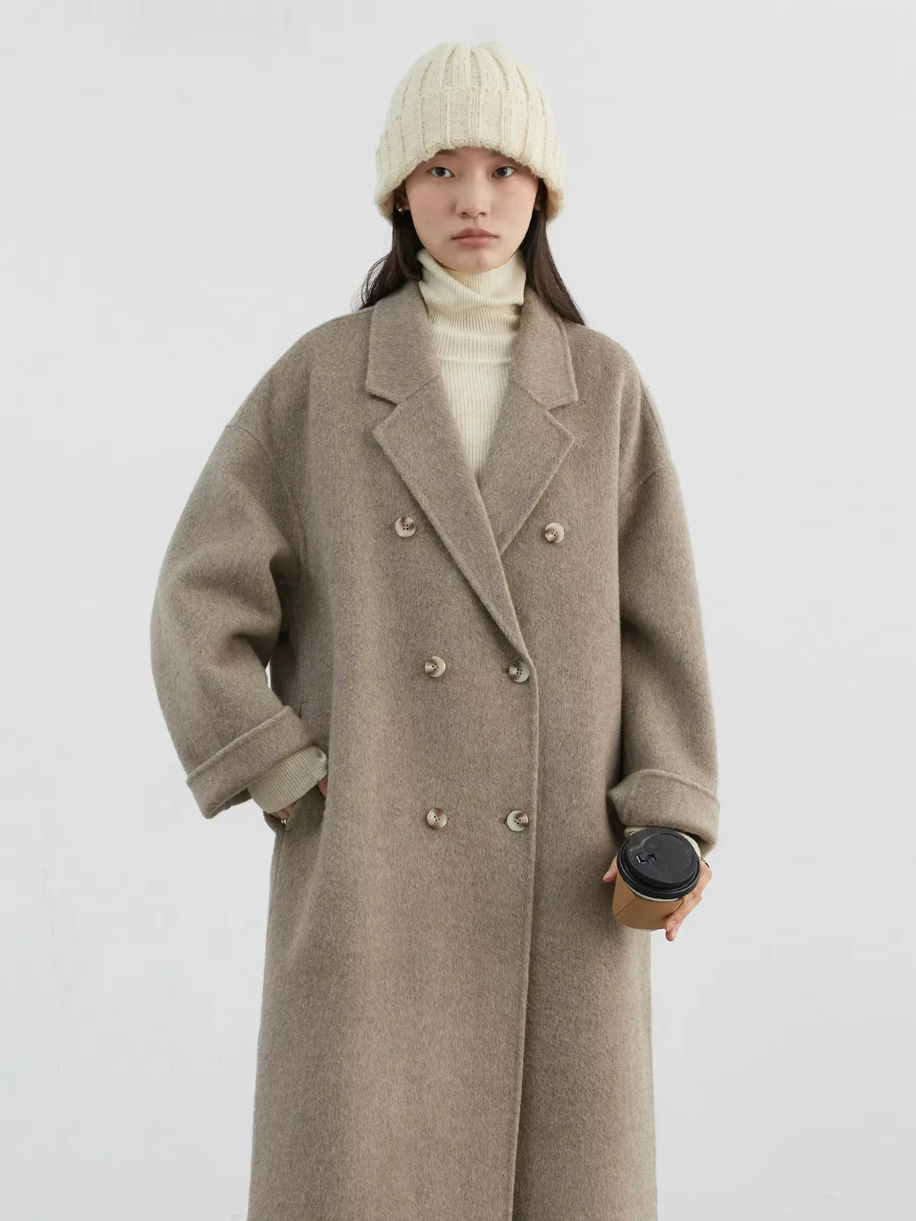 CHIC VEN – manteau en laine pour femme, Double boutonnage, basique, ample, décontracté, rétro, Long,