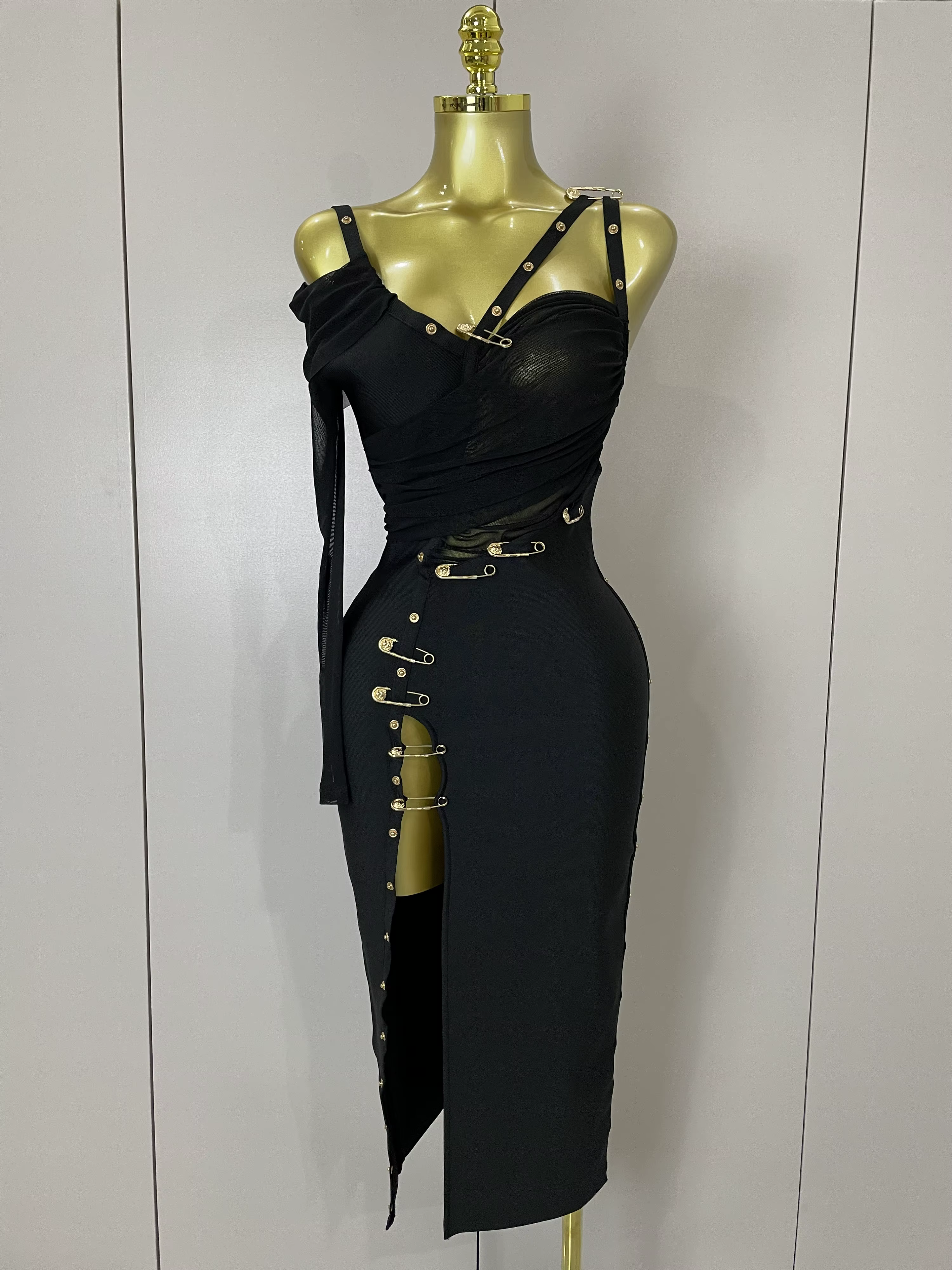 Nouvelle Robe Longue Chic et Élégante 2025 à Fente, Sexy, Asymétrique à Une Épaule, Style Bandage, p