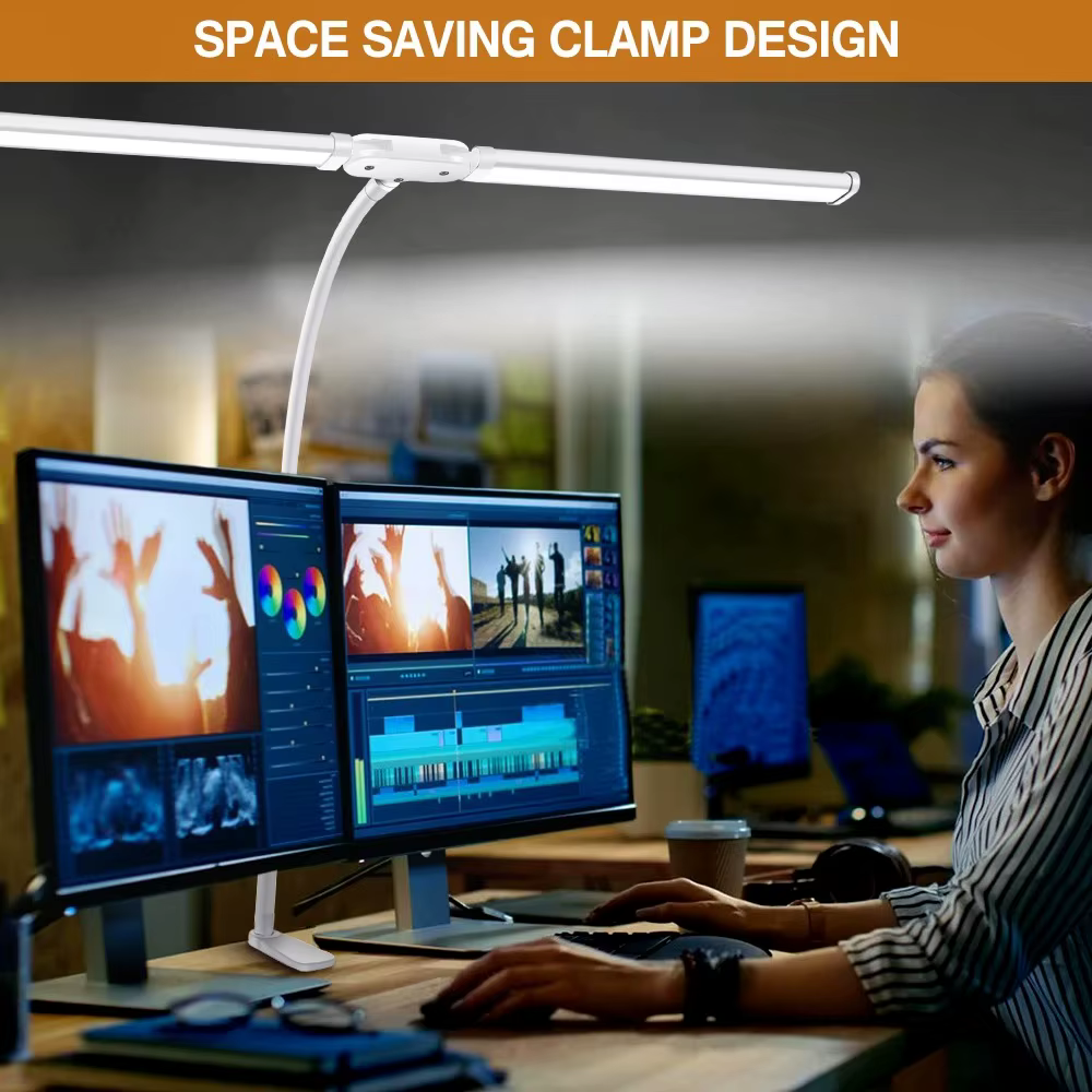 Lampe de bureau LED à Double ou simple tête, variable, pour moniteur PC, lampes de Table USB, lampes