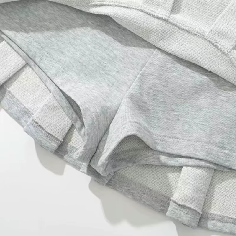 Mooyufon tissu Y2K Mini jupe femmes taille basse large plissé gris clair Sexy Vintage a-ligne jupe p