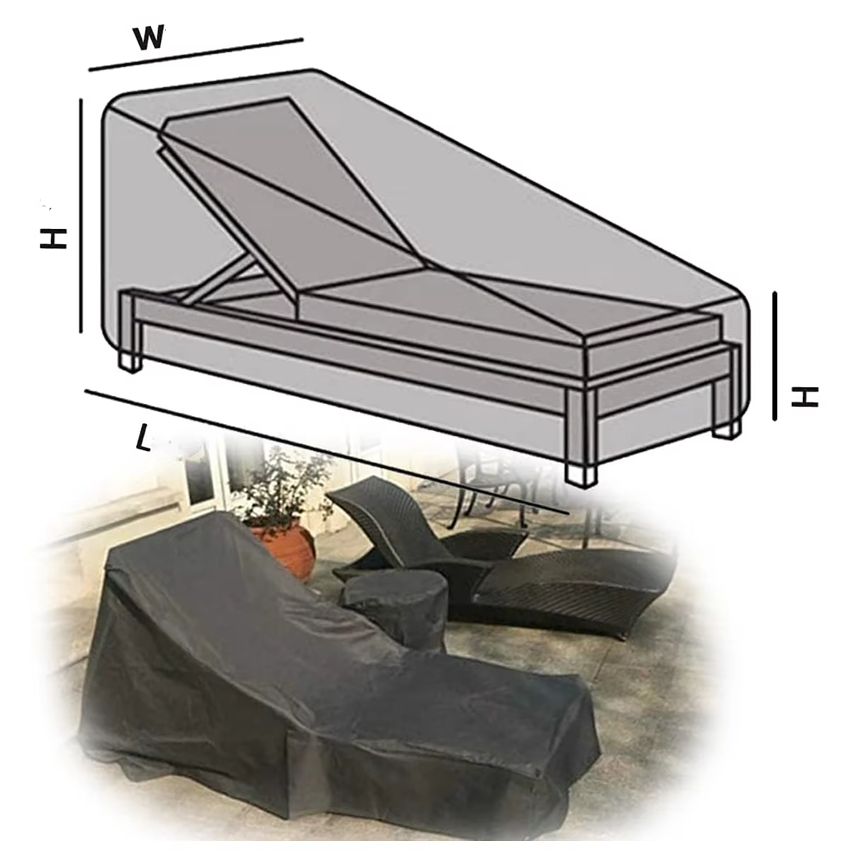 Housse de chaise longue de Patio, housse de chaise longue imperméable, housse de chaise longue d'ext