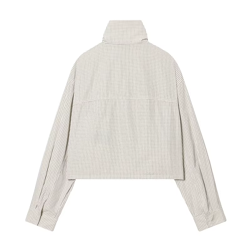 Manteaux et vestes pour femmes, nouvelle collection printemps, à carreaux, col montant, manches long