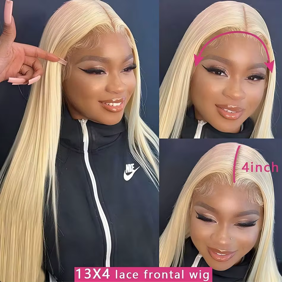 250 densité perruques de cheveux humains Blonde 613 perruques avant de dentelle 13x6 droite cheveux