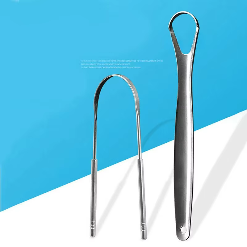 Grattoir à langue en acier inoxydable, 2 pièces, nettoyeur de langue, soins buccaux, grattoir d'hygi