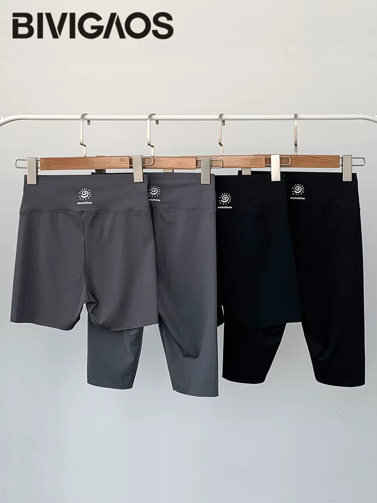 BIVIIncome OS-Short de cyclisme en peau de requin imprimé soleil mince pour femme, short de motard t