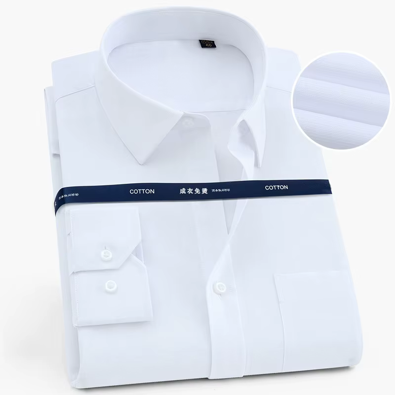 Qualité 100% coton hommes robe à manches longues chemise solide mâle grande taille coupe régulière a