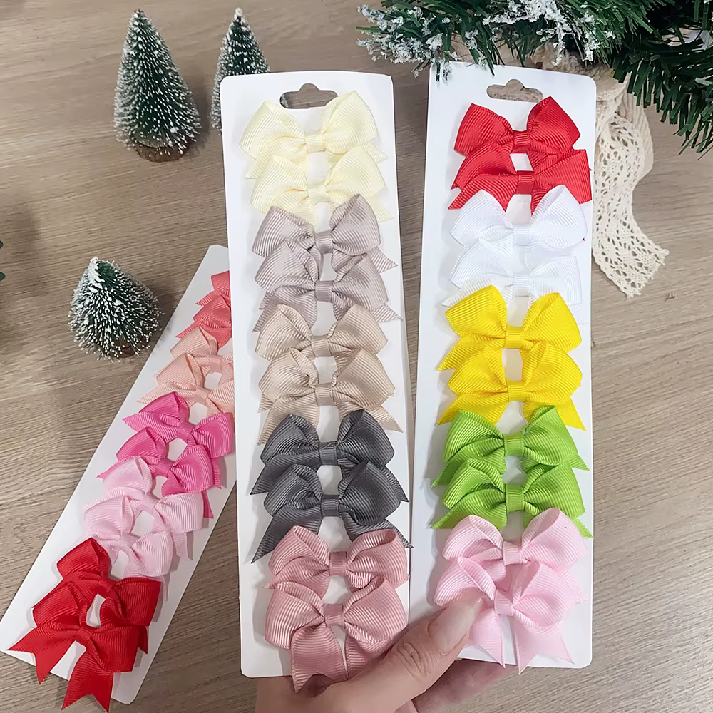 Pinces à cheveux avec nœud papillon en ruban solide pour bébés filles, nœuds faits à la main, épingl