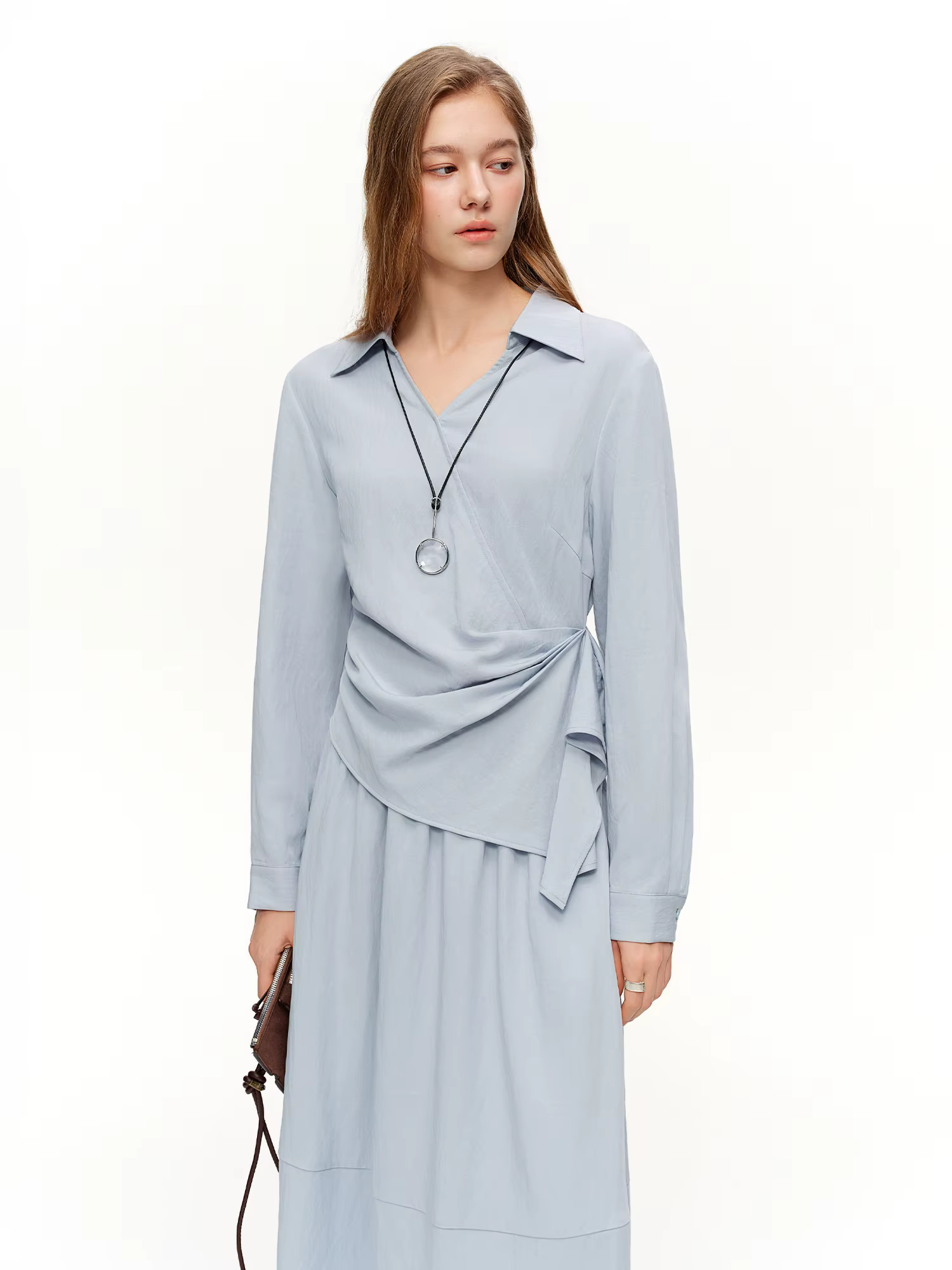 DUSHU 2026 Nouvelle Collection Printemps – Ensemble Deux Pièces Femme : Chemise & Jupe Taille Haute