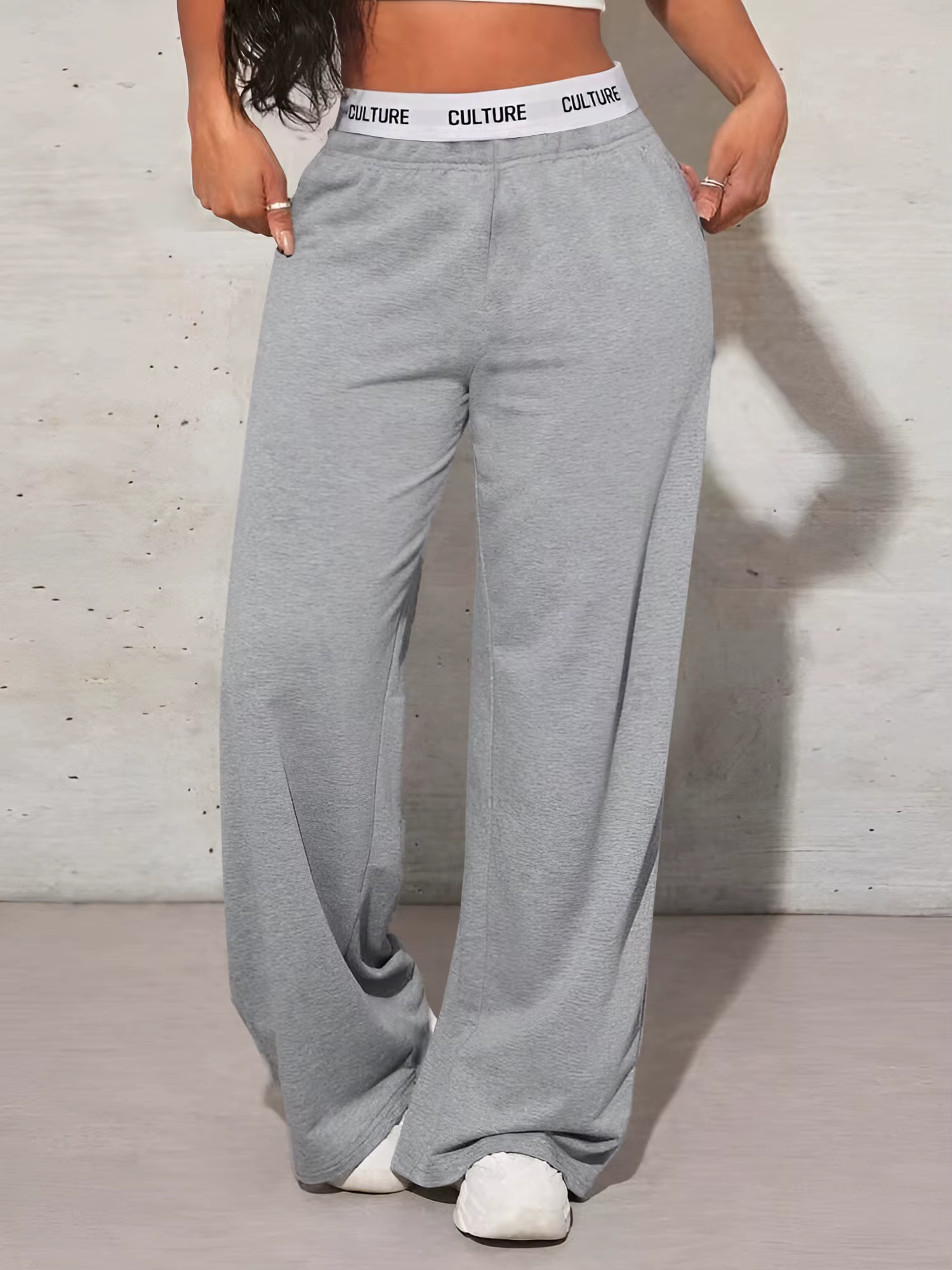 Pantalon de survêtement vintage américain à jambes larges, design de ceinture avec inscription CULTU