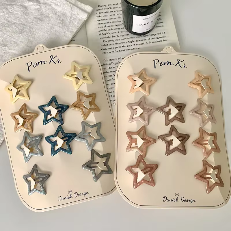 Pinces à cheveux étoiles colorées pour bébés filles, 10 pièces, pince à cheveux en métal à paillette
