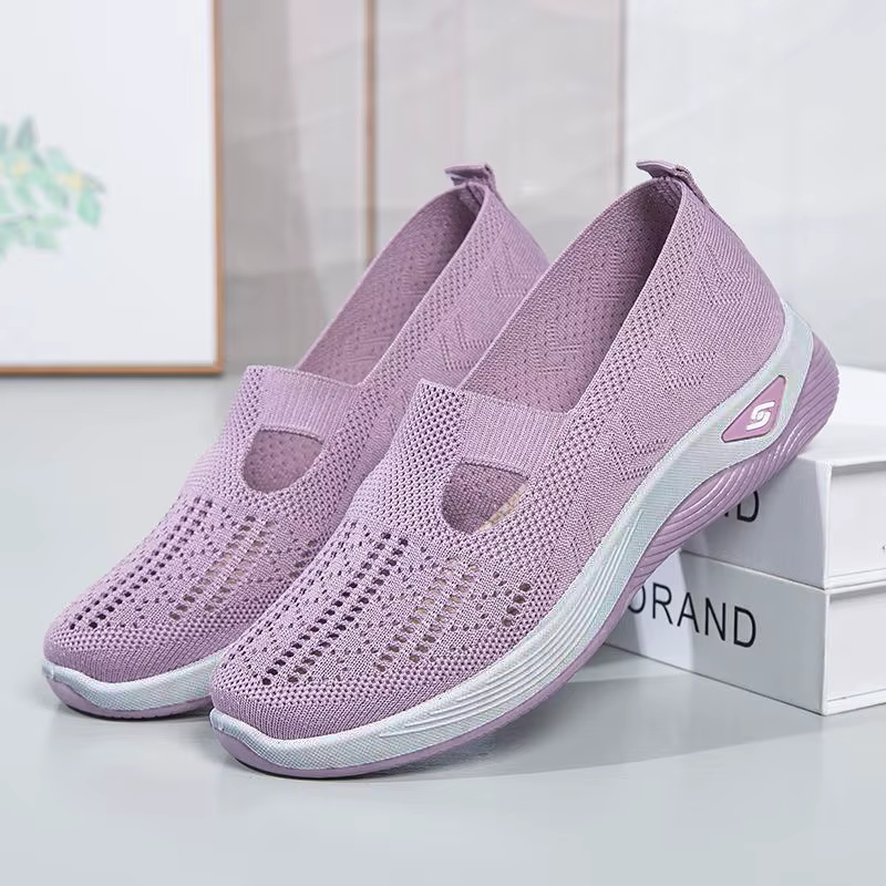 Chaussures d'été en maille respirante pour femmes, baskets légères à plateforme plate, décontractées