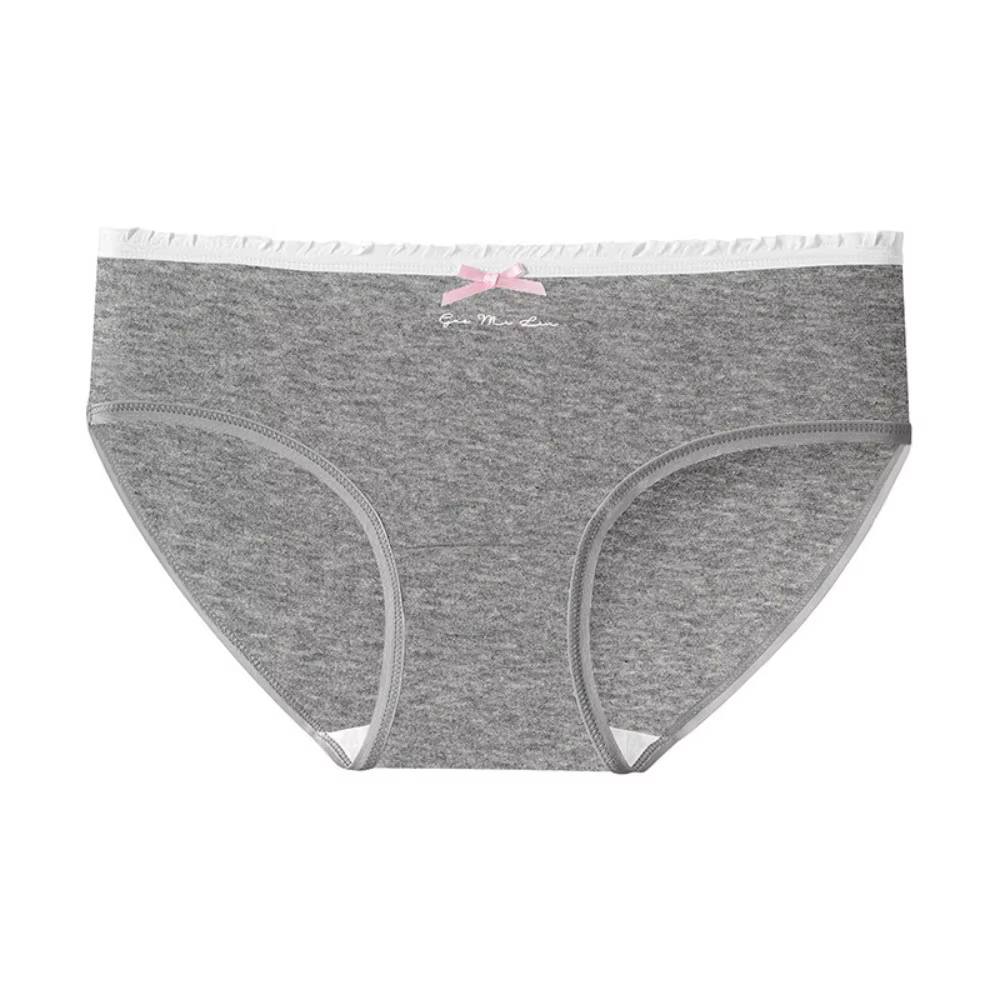 Culottes en coton taille moyenne avec nœud et lettres, sous-vêtements simples pour femmes, confortab