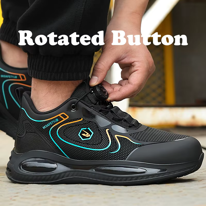 Baskets de sécurité en acier avec bouton rotatif, anti-perforation, imperméables pour hommes, chauss