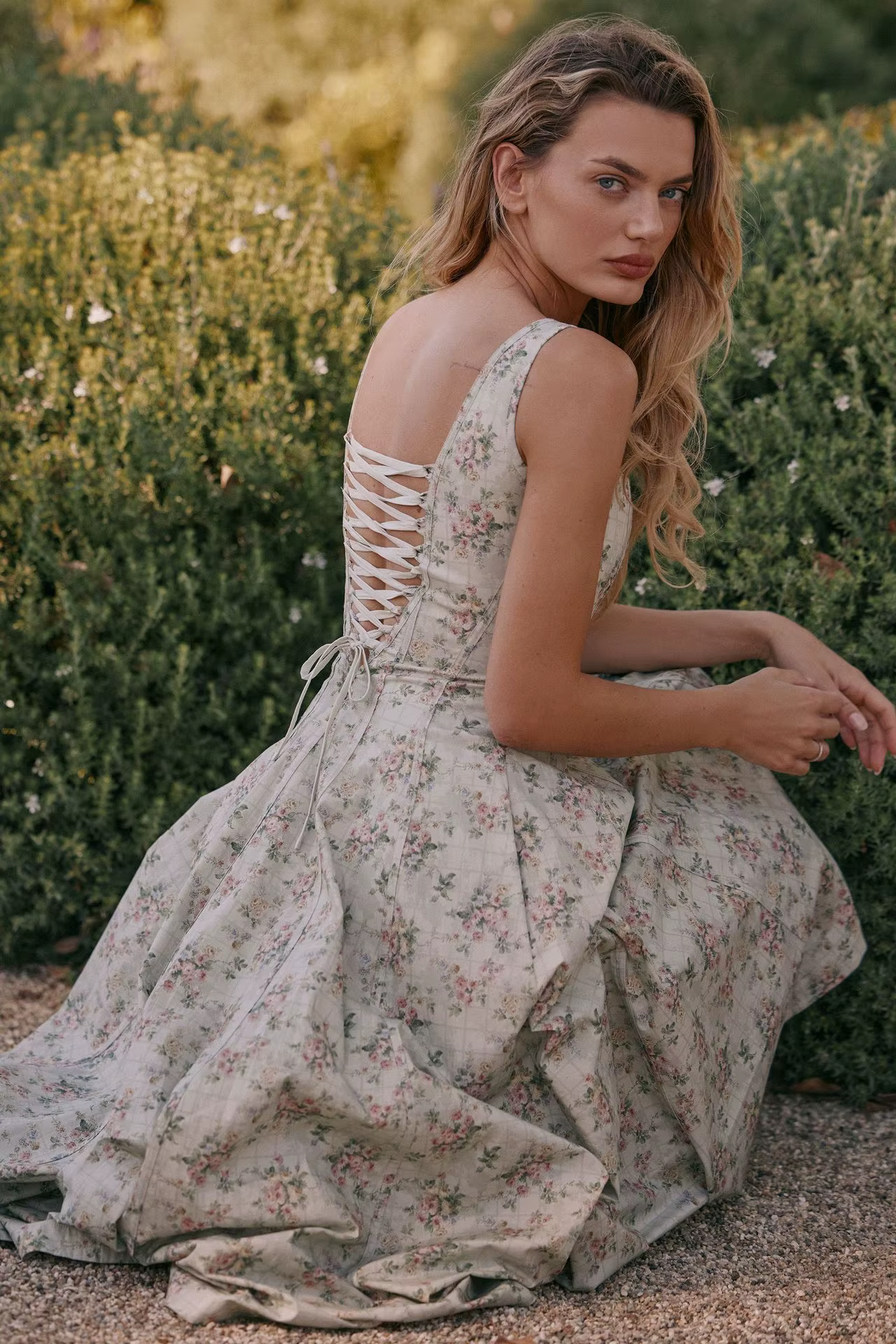 Suninheart été élégant robe à lacets 2025 nouveautés imprimé fleuri robe mi-longue femmes robe Sexy 