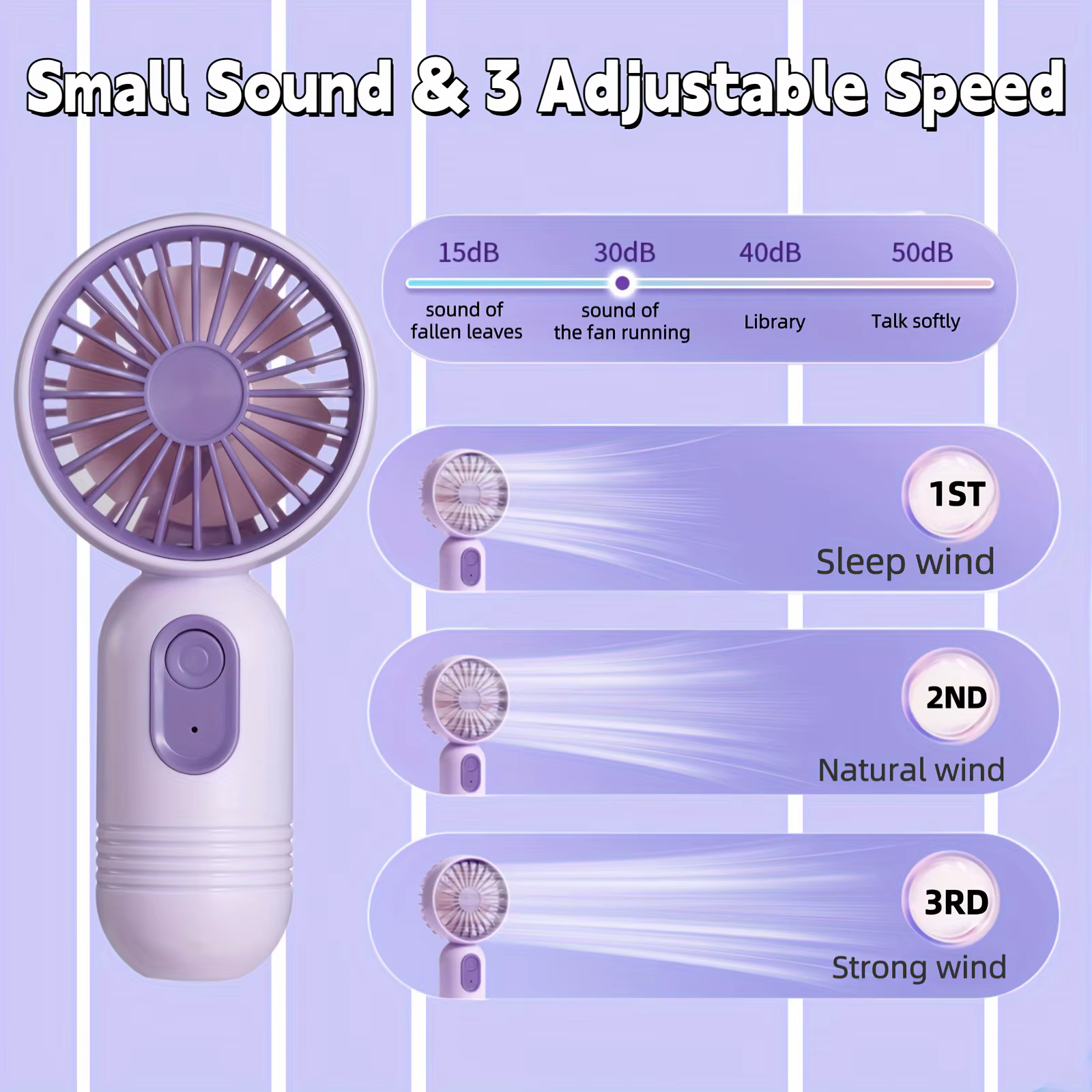 Mini ventilateur portable rechargeable USB à 3 vitesses, ventilateur portatif au choix de cadeaux, p