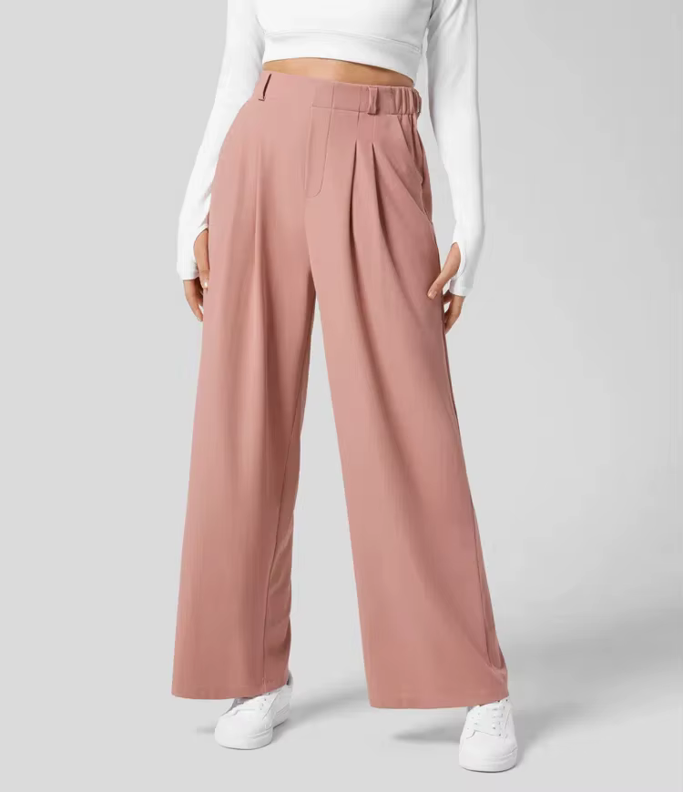 Pantalon femme plaid minceur pantalon large avec poches taille haute femme décontracté minceur panta