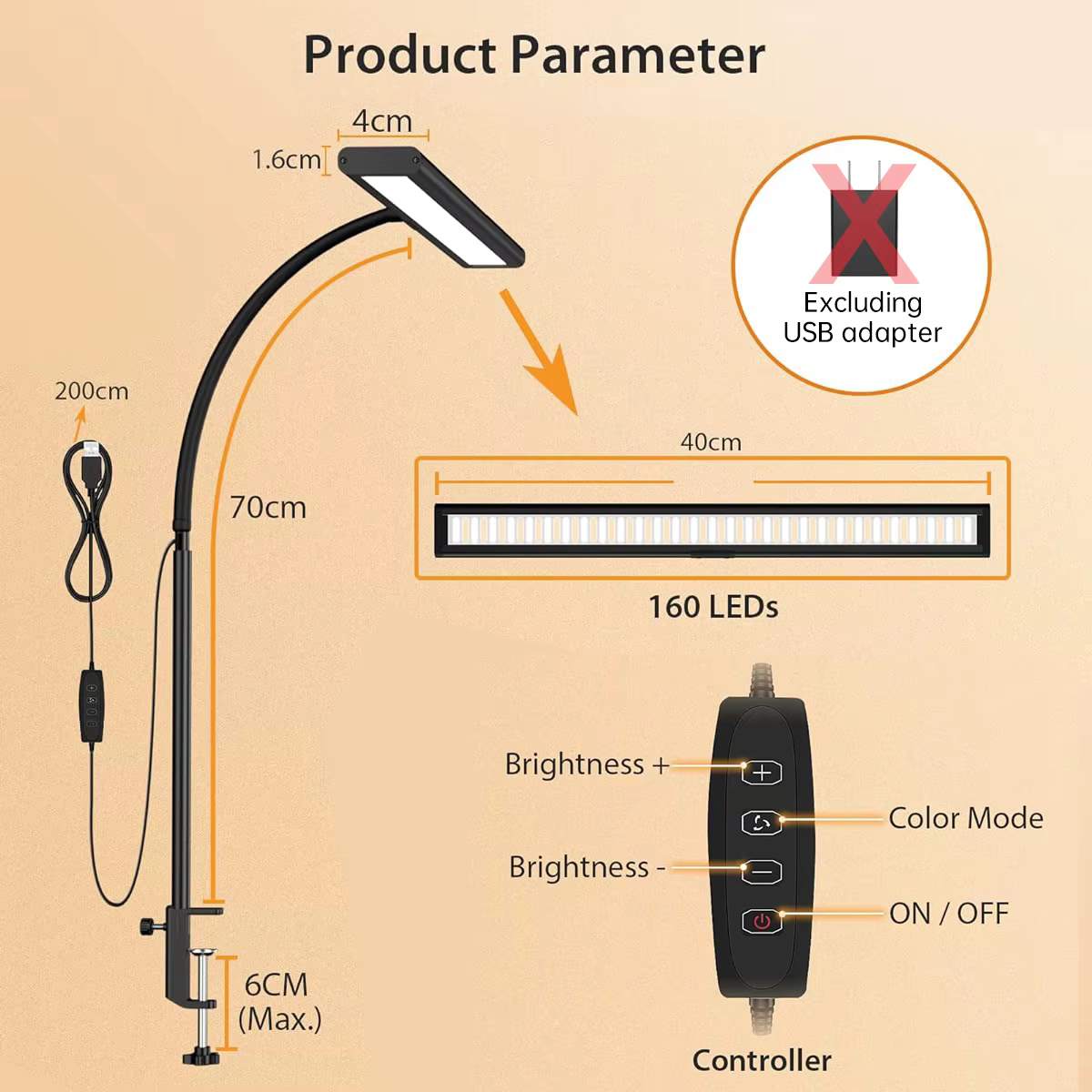 Lampe de bureau LED à col de cygne flexible réglable, lampe de bureau attentive pour les yeux, grada