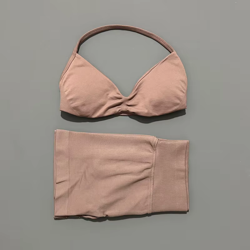 HISTELLO ensemble de gymnastique 2 pièces femmes à bretelles soutien-gorge de Yoga haut d'entraîneme
