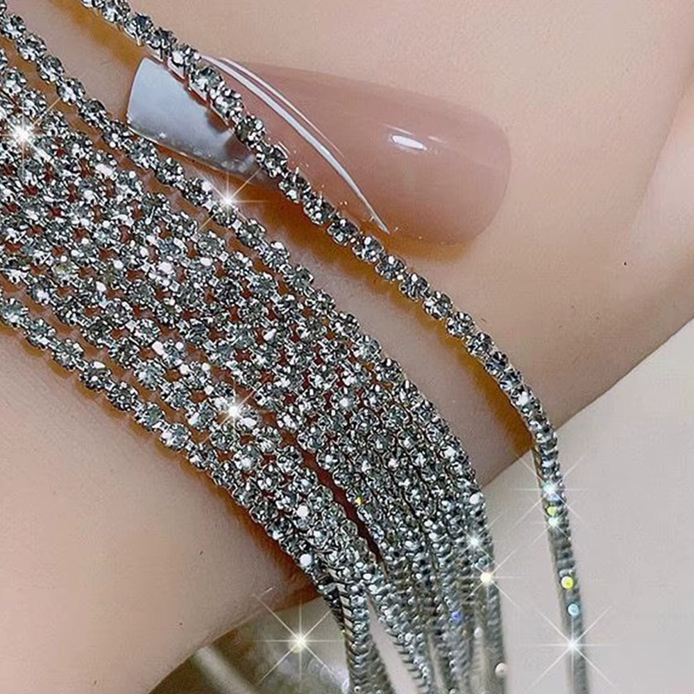 Chaîne de cristal de luxe longue 100/50cm, breloques pour ongles, 1.5/2mm, brillant clair/AB diamant